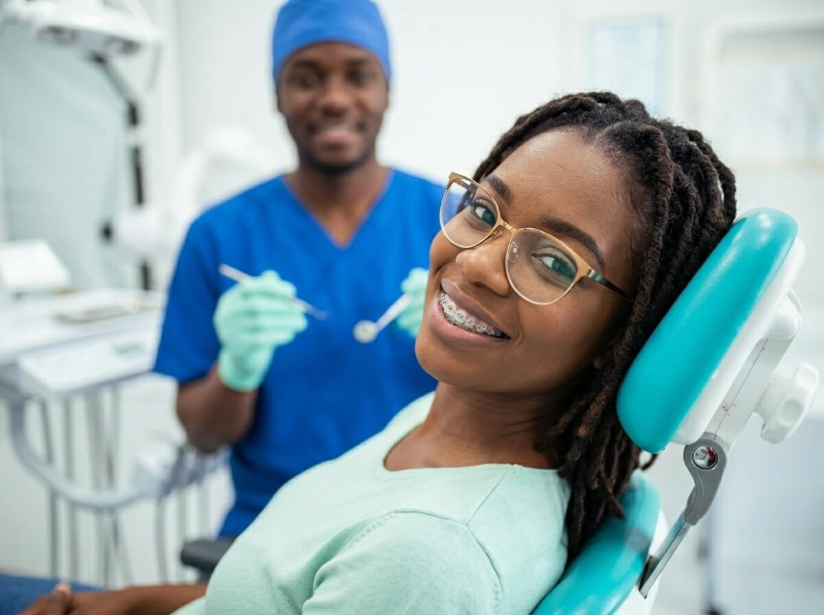 woman smilling with braces